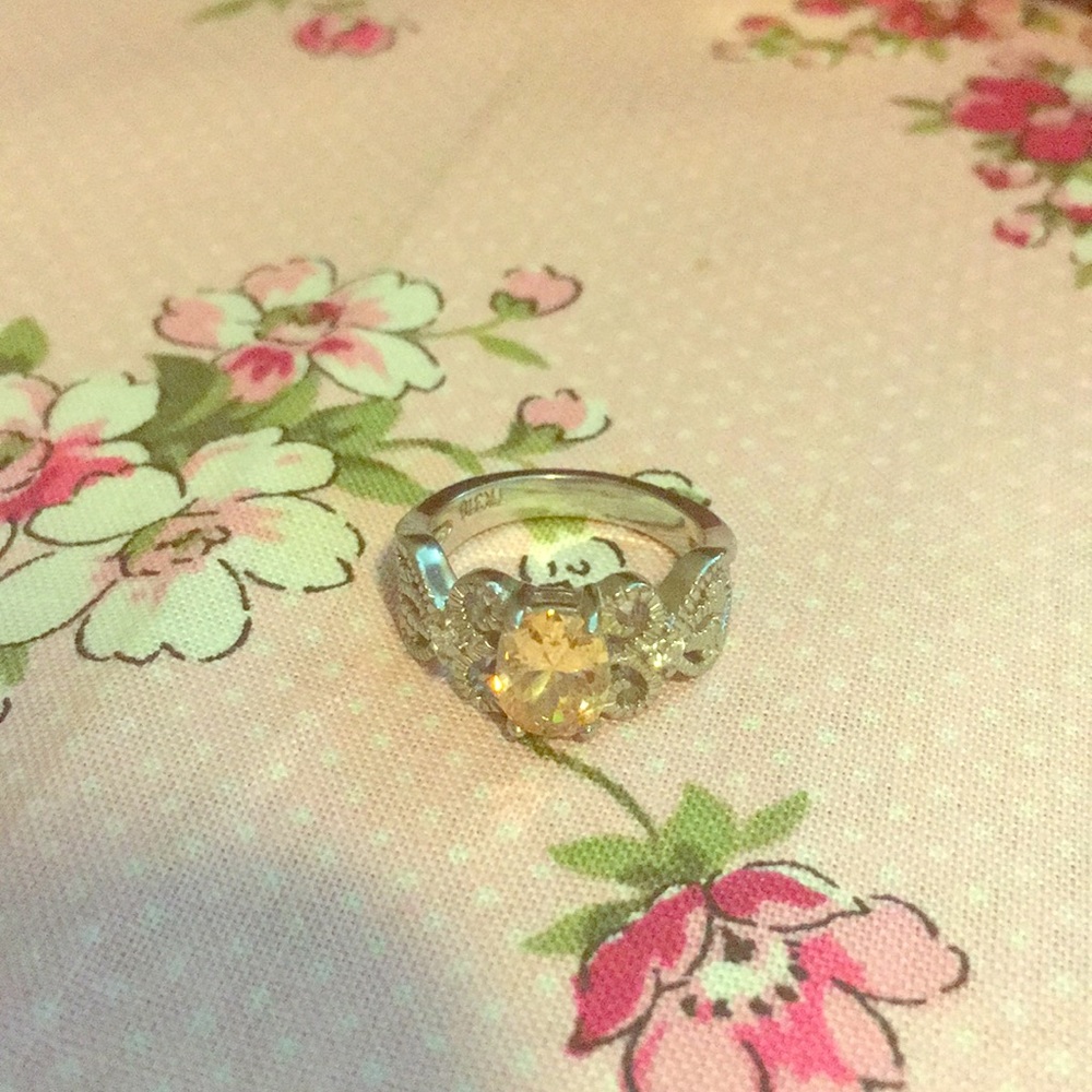 Citrine and Sterling Silver Scroll Ring